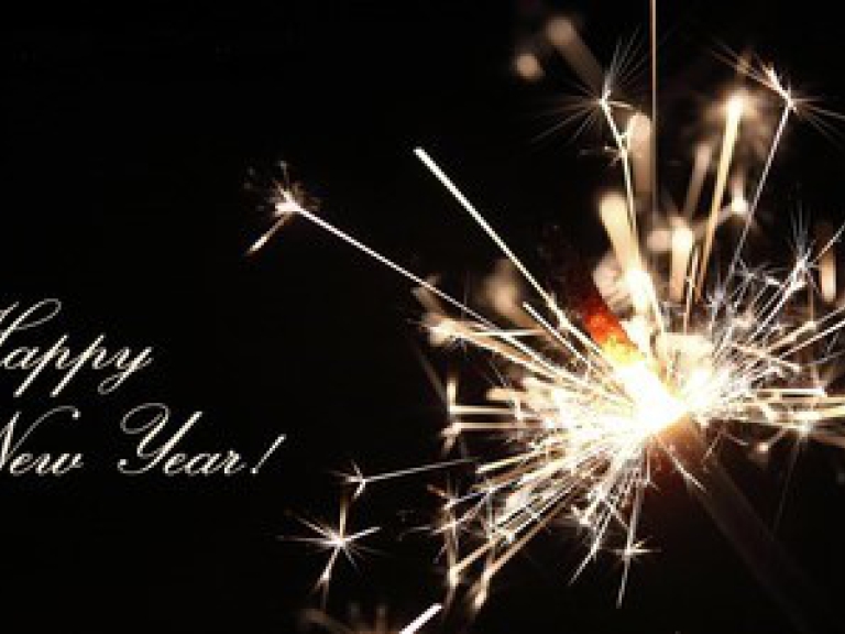 Neujahrsgruß mit Wunderkerze
